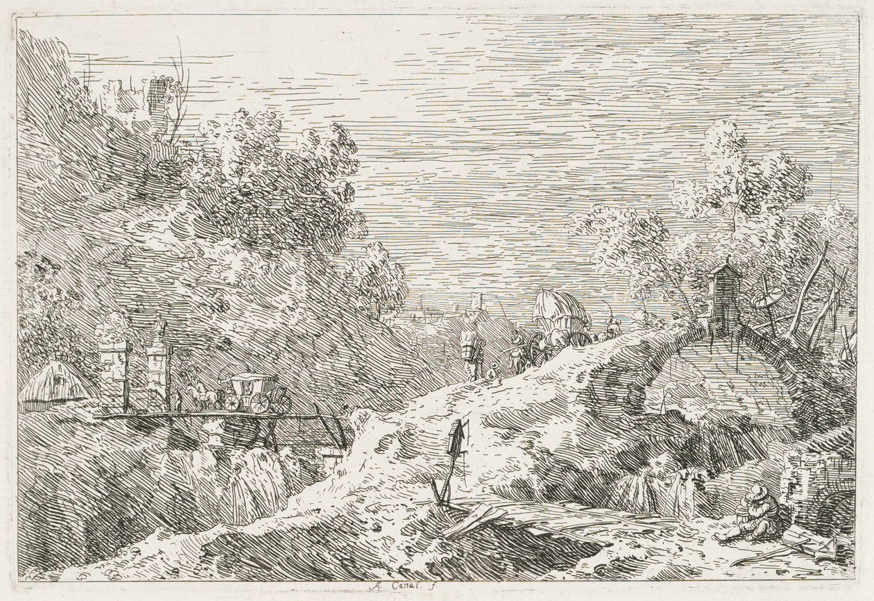 Paysage de montagne avec cinq ponts - Antonio Canaletto