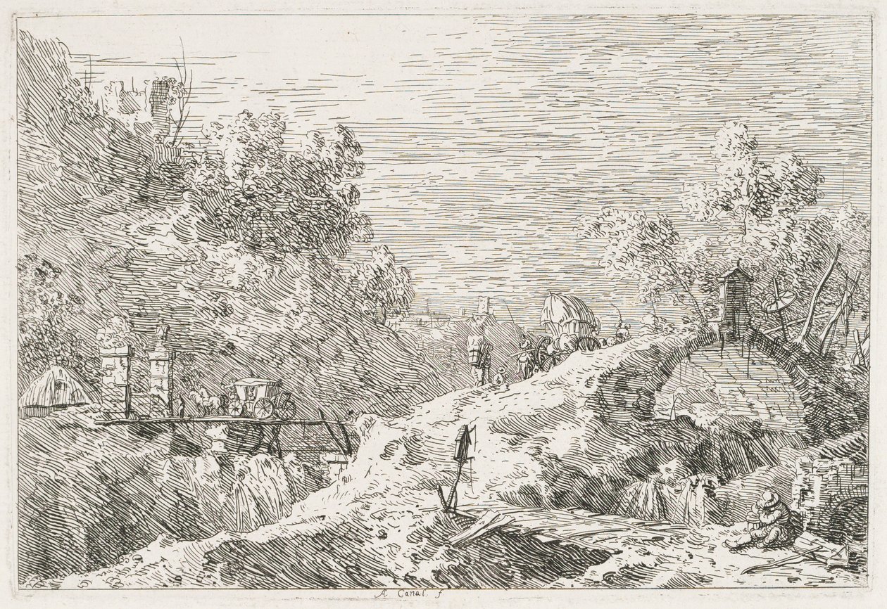 Paysage de montagne avec cinq ponts, 1735-1746 - Giovanni Antonio Canal