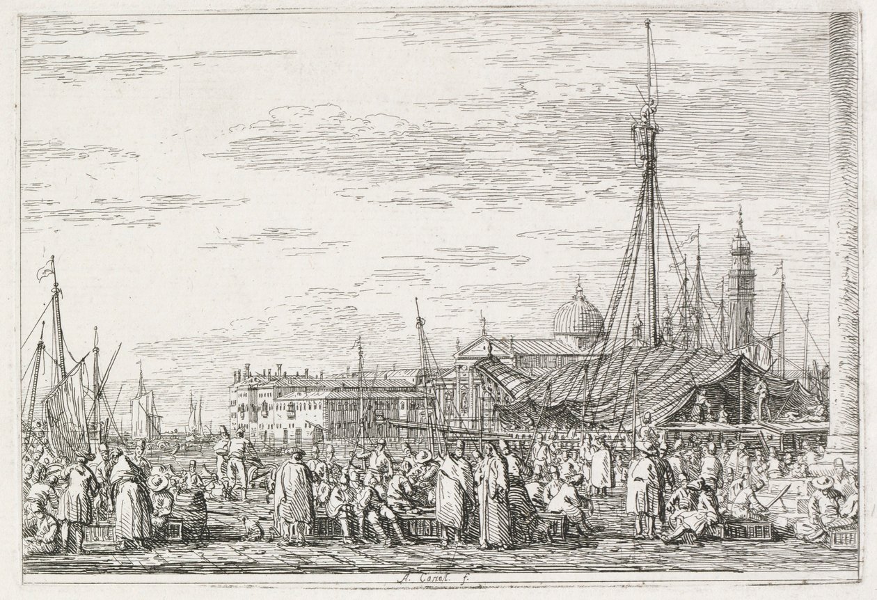Vues : Le marché sur le Molo, 1735-1746 - Giovanni Antonio Canal