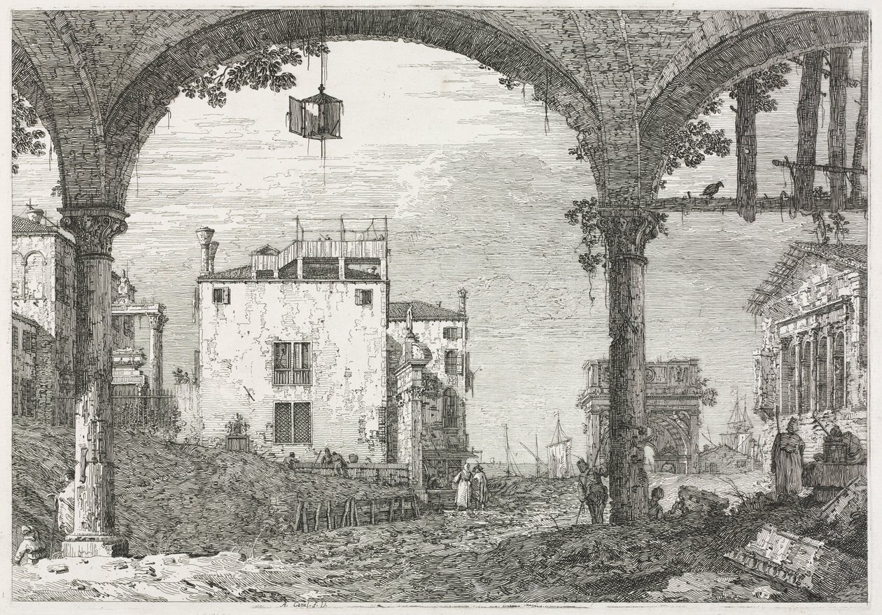 Vues : Le portique avec la lanterne - Antonio Canaletto