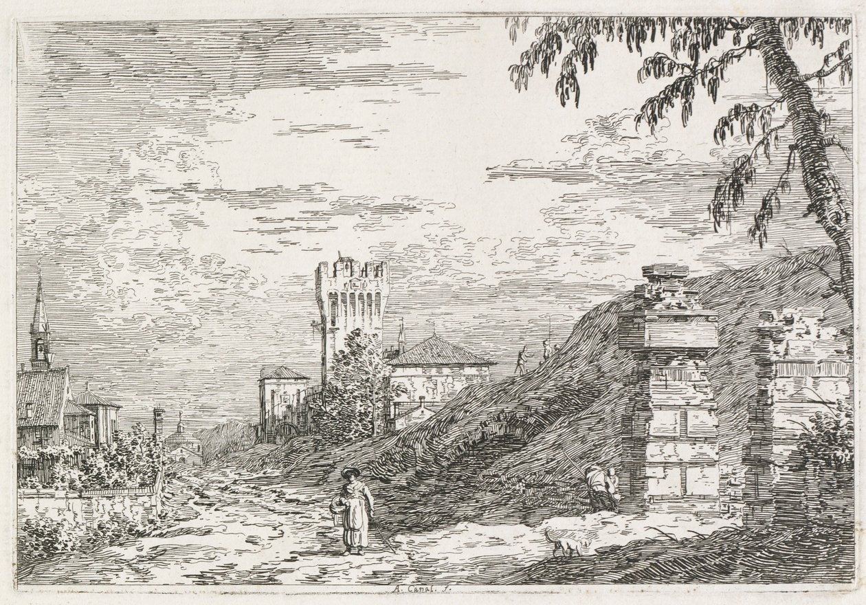 Vues : Deux piliers en ruine, 1735-1746 - Giovanni Antonio Canal