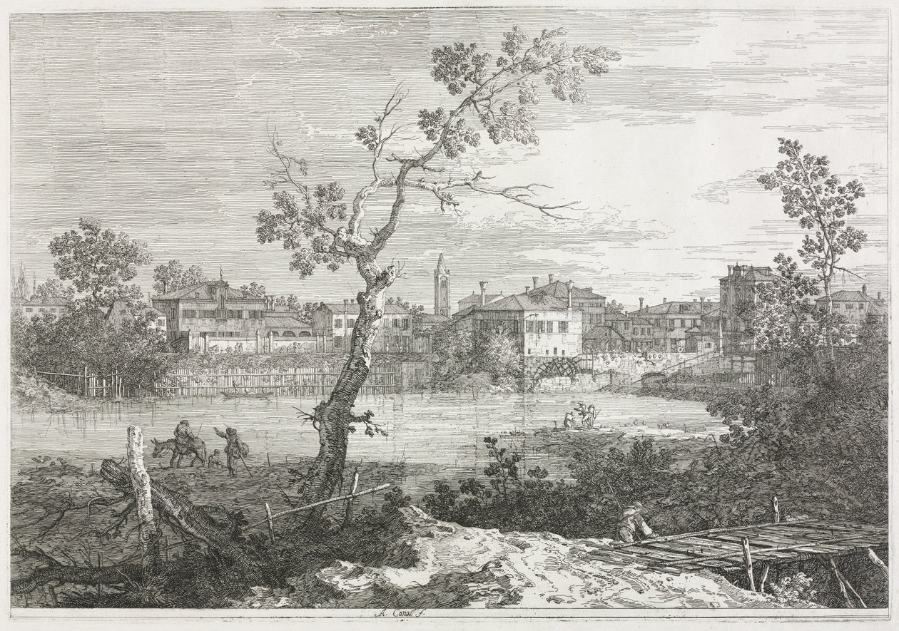 Vues : Vue de Burano, une ville sur une île de la lagune vénitienne - Antonio Canaletto