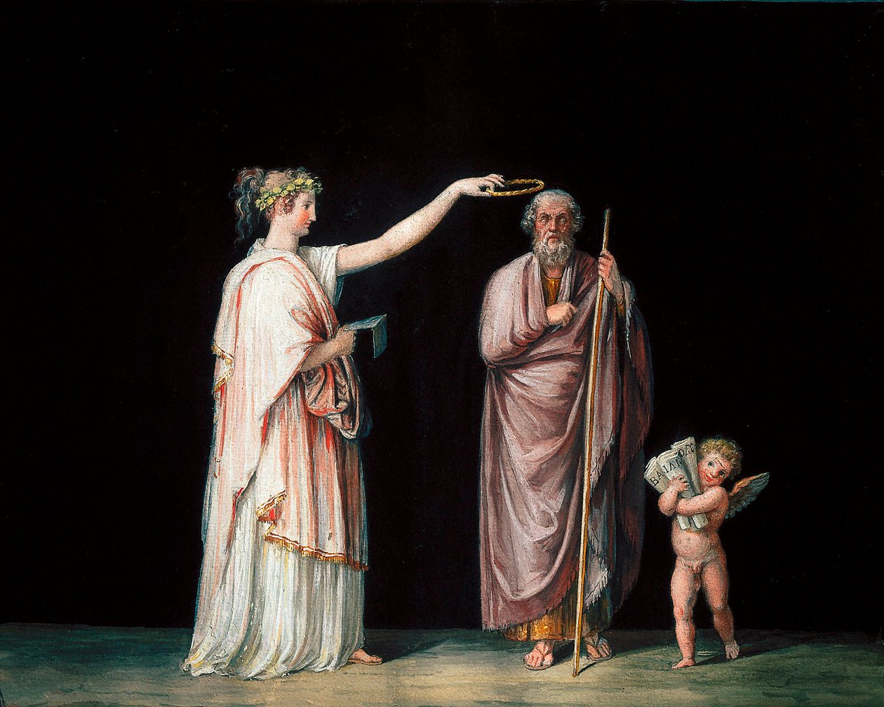 La Muse Calliope et Homère. Tempera par Antonio Canova (1757-1822), vers 1798. - Antonio Canova