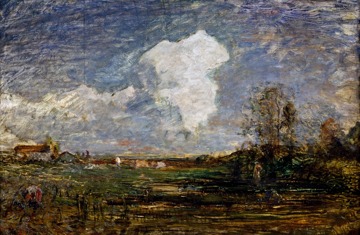 Étude pour Les nuages, par Antonio Fontanesi (1818-1882), huile sur carton, 52x75 cm. Italie - Antonio Fontanesi