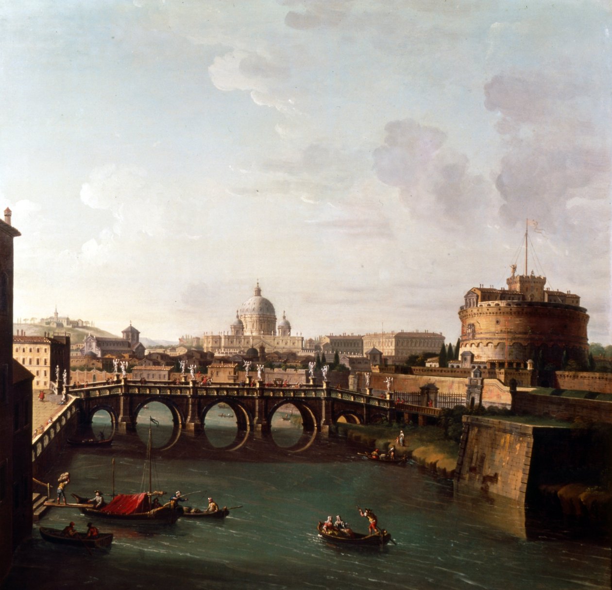 Rome, vue du Tibre avec le Castel Sant