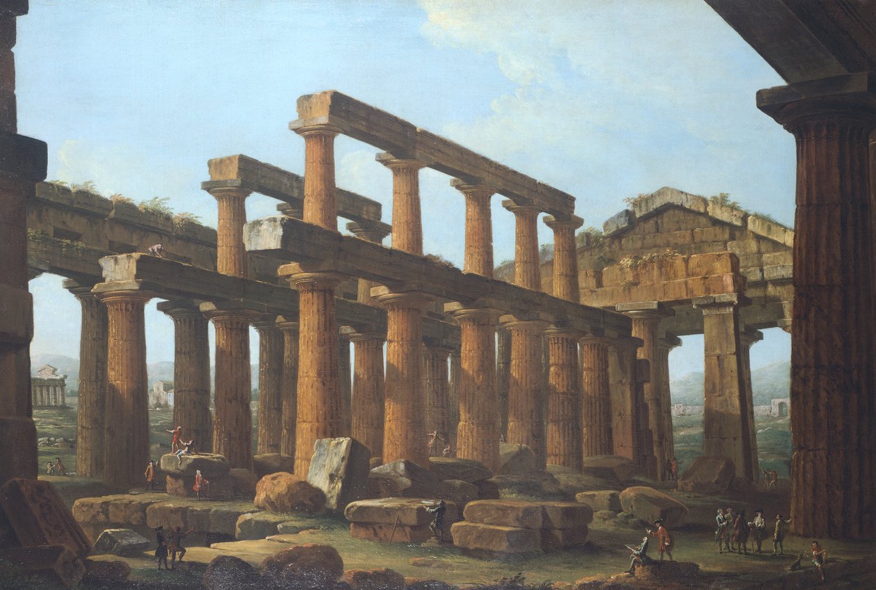 Temple de Poséidon à Paestum par Antonio Joli - Antonio Joli