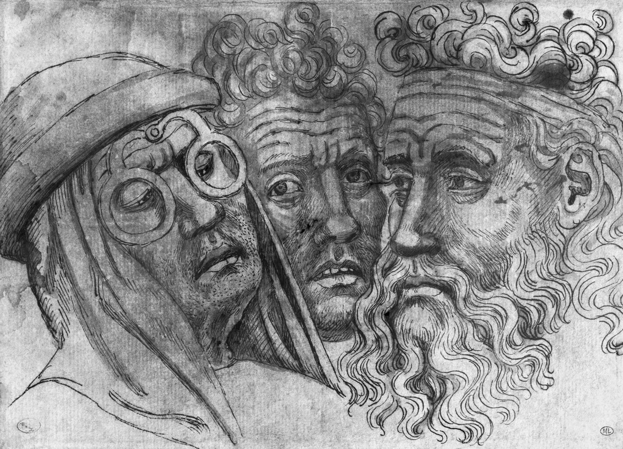 Têtes de trois hommes, de l