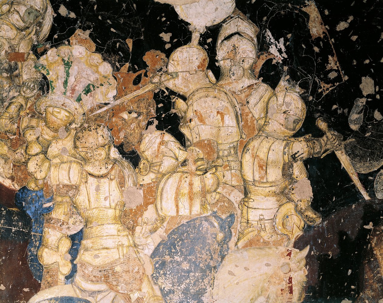 Tournoi-Bataille de Louvezerp, par Antonio Pisano dit Pisanello (avant 1395-vers 1455), fresque (détail) - Antonio Pisanello