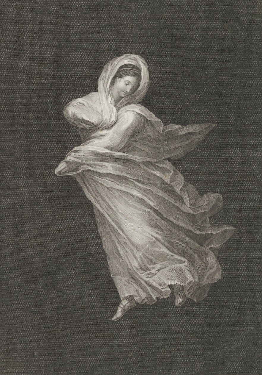 Une bacchante portant des draperies flottantes, regardant vers le bas, bras droit plié et bras gauche..., vers 1795-1847 - Antonio Ricciani