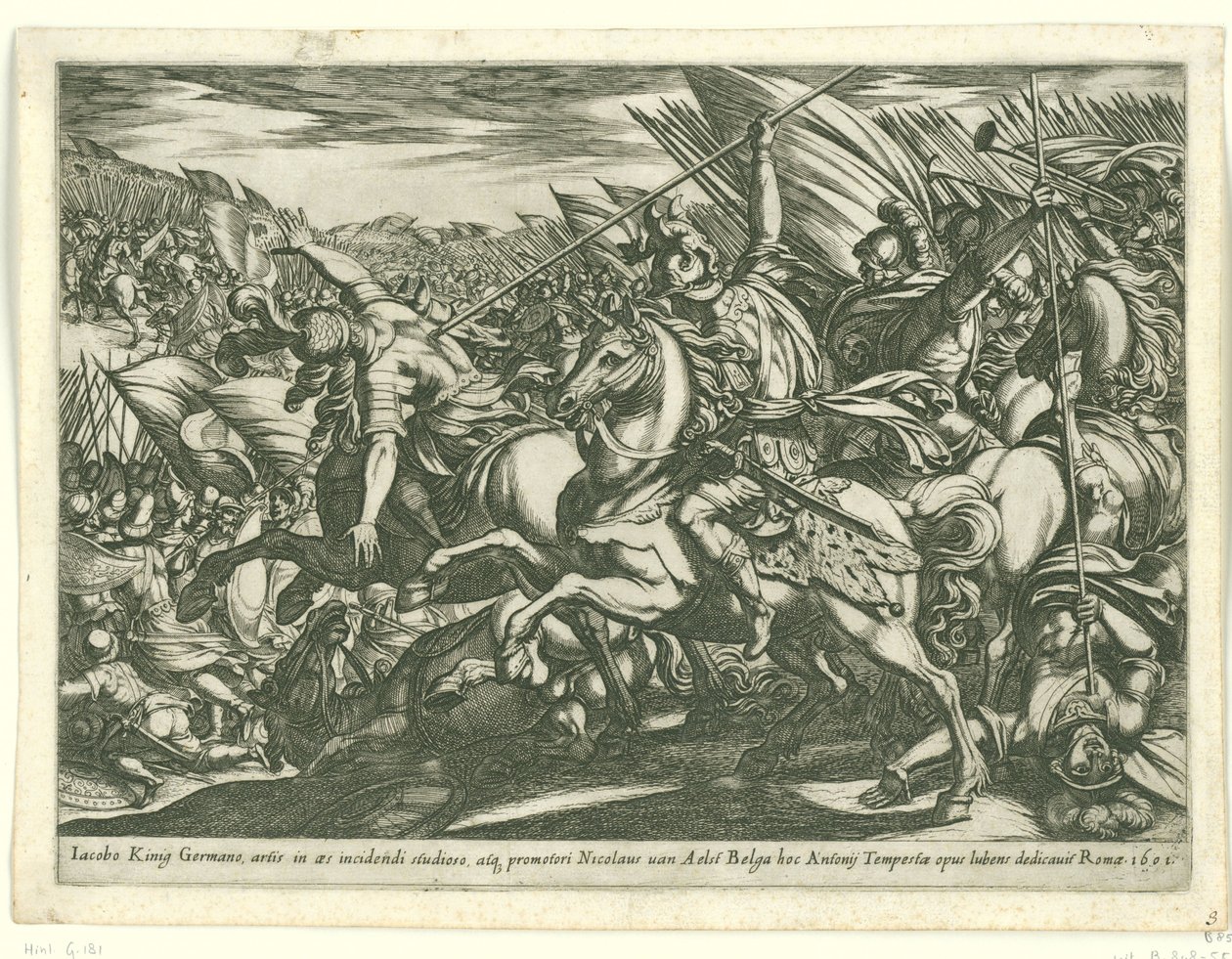Attaque de la cavalerie avec deux hommes transpercés par des lances - Antonio Tempesta