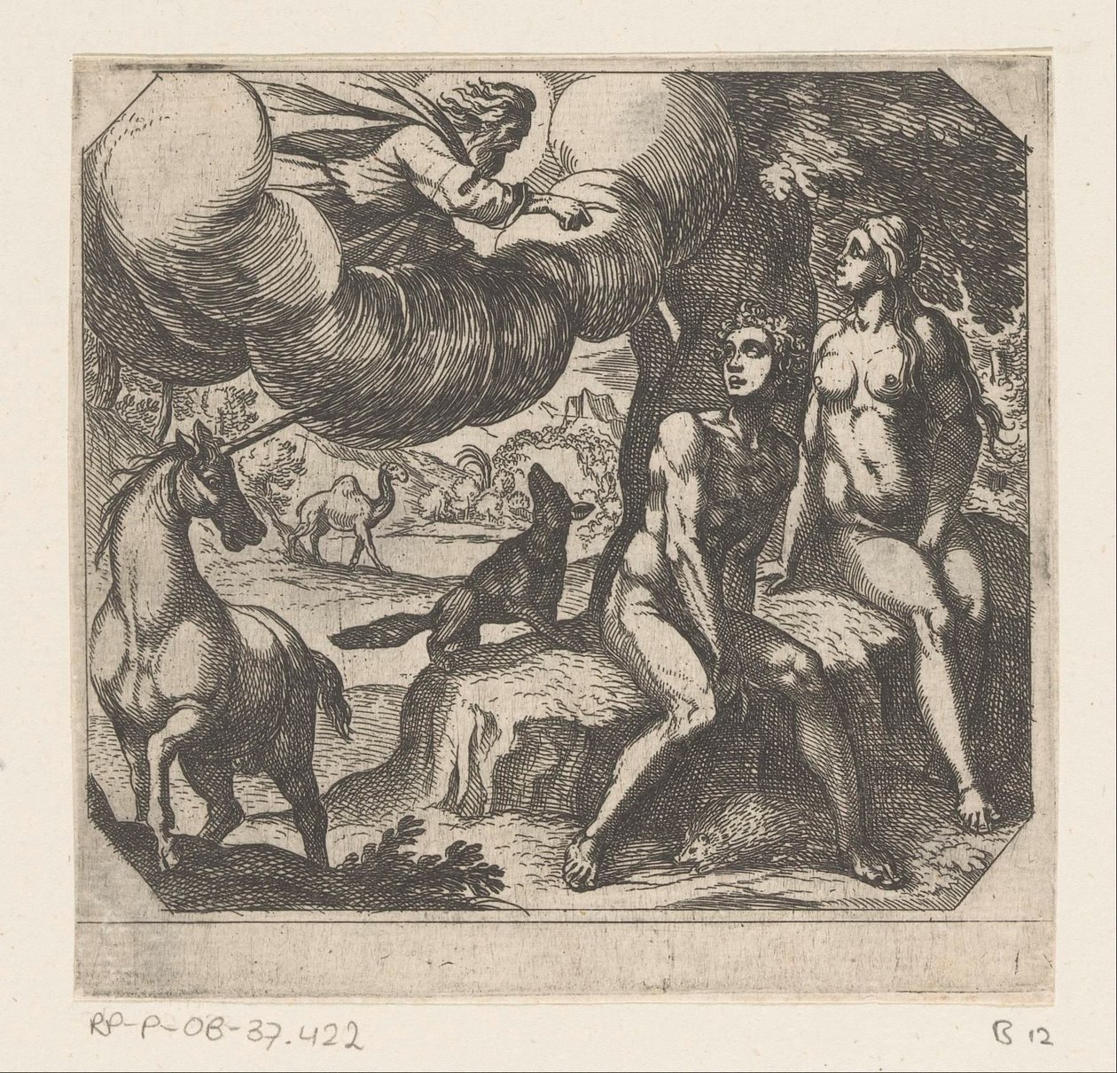 Dieu reproche à Adam et Ève leur désobéissance (série De schepping) - Antonio Tempesta