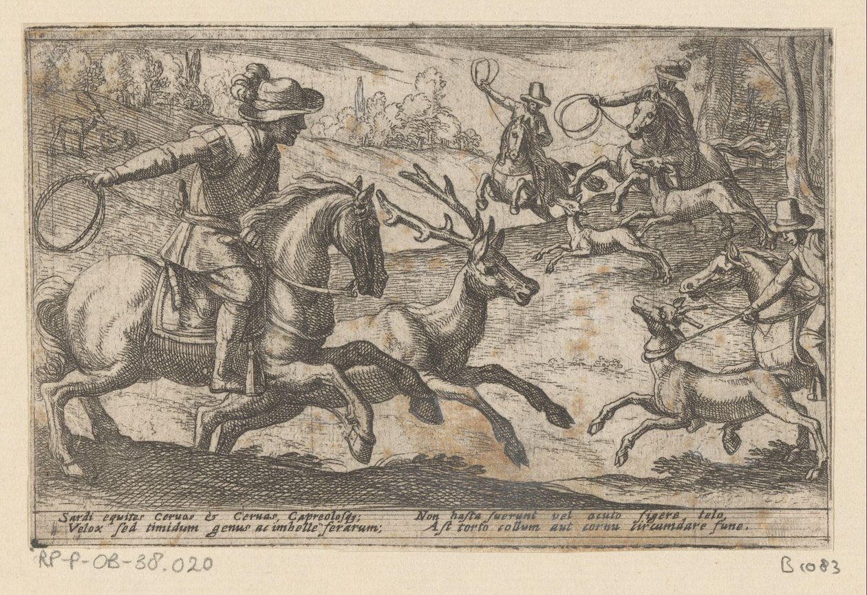 Chasseurs attrapant des cerfs avec des cordes - Antonio Tempesta