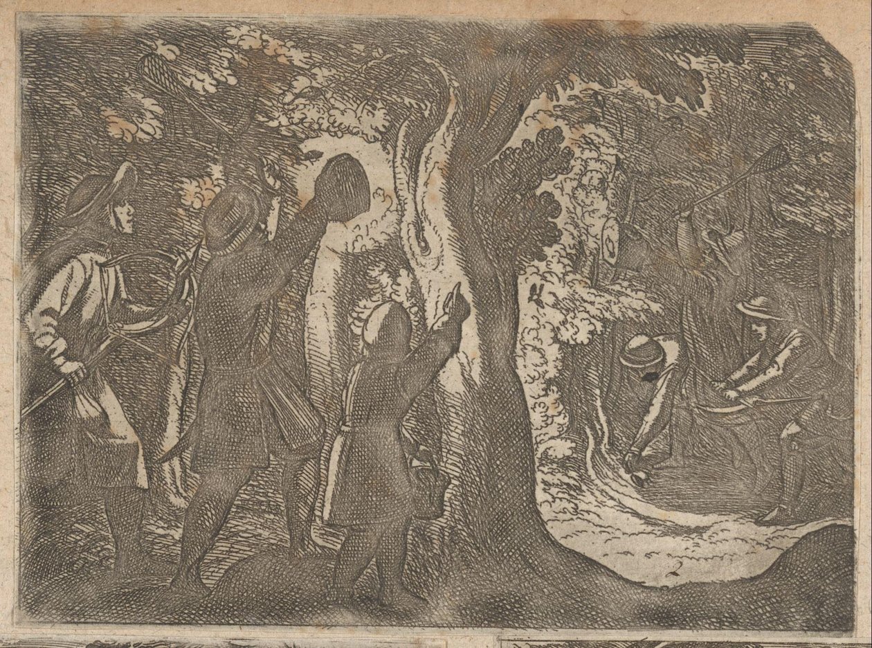Chasseurs attrapant des oiseaux la nuit - Antonio Tempesta