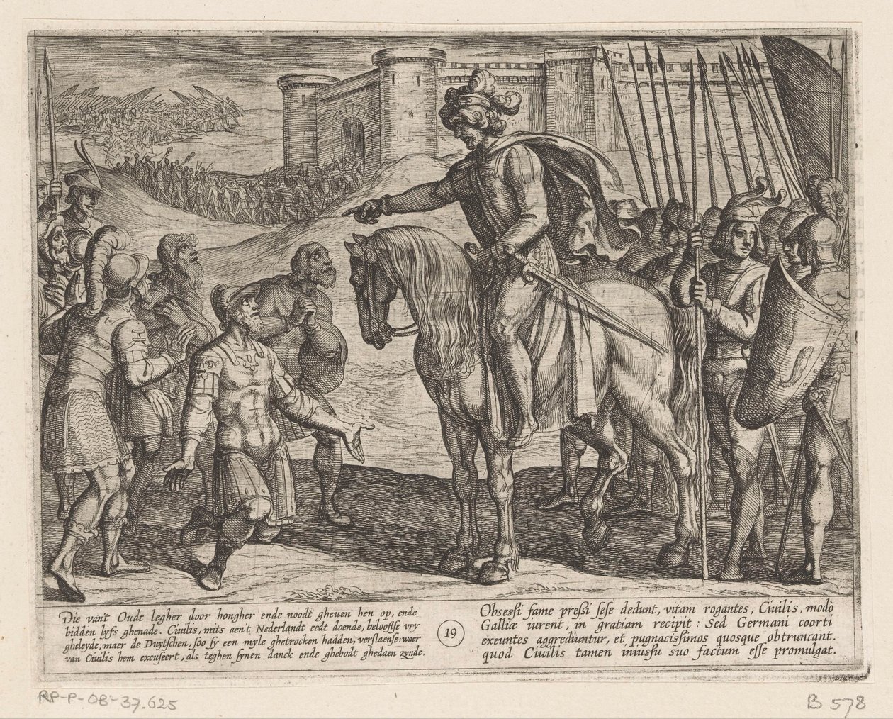 Les hommes du fort se rendent à Julius Civilis (De Bataafse oorlogen tegen de Romeinen, Batavorum cum Romanis Bellum) - Antonio Tempesta