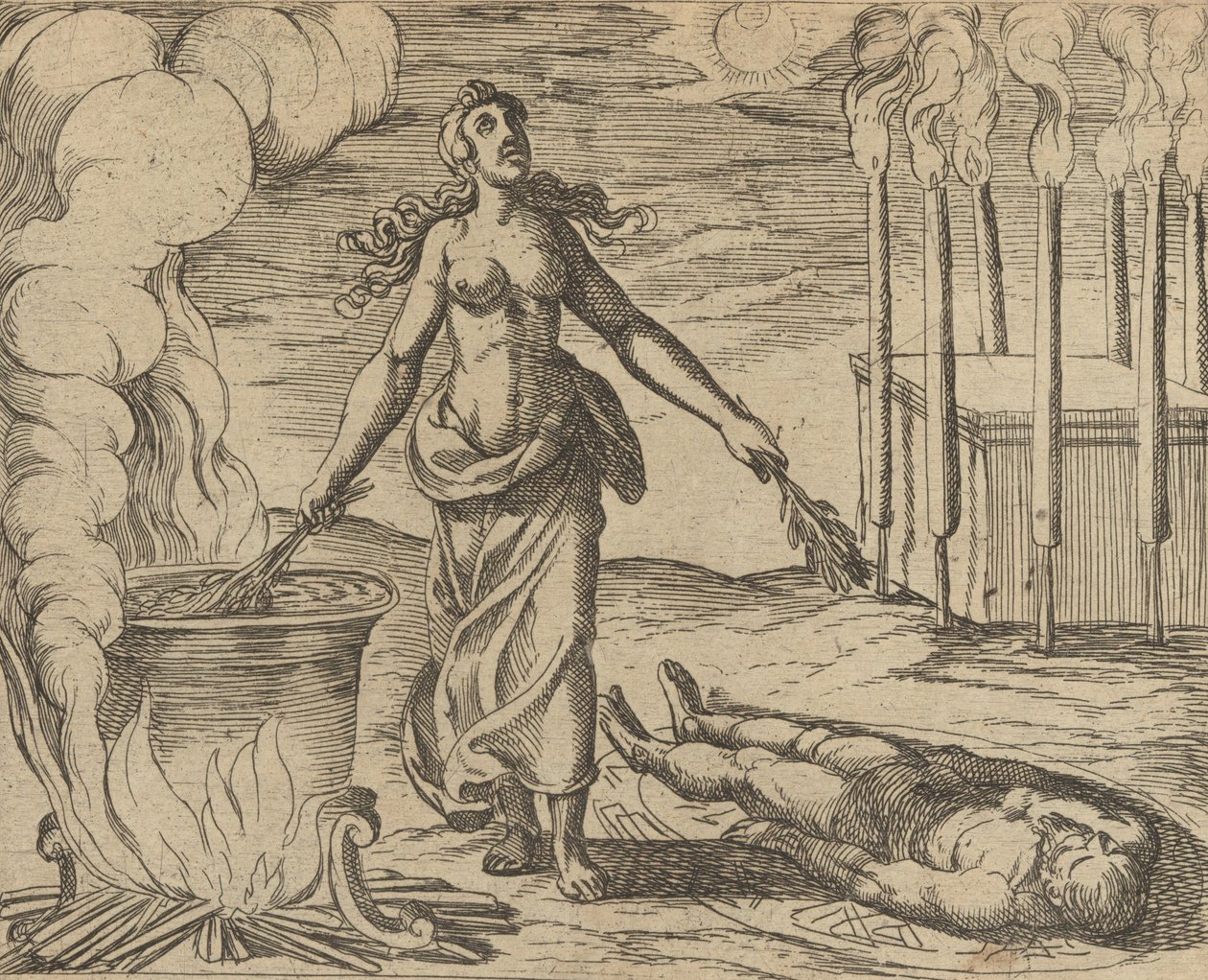 Médée rendant la jeunesse à Éson, publié après 1606 - Antonio Tempesta