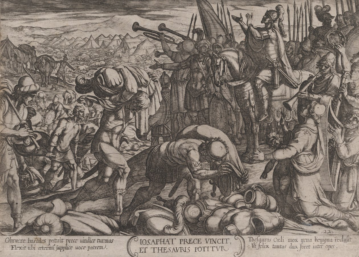 Planche 22 : Josaphat remerciant Dieu pour sa victoire, des 