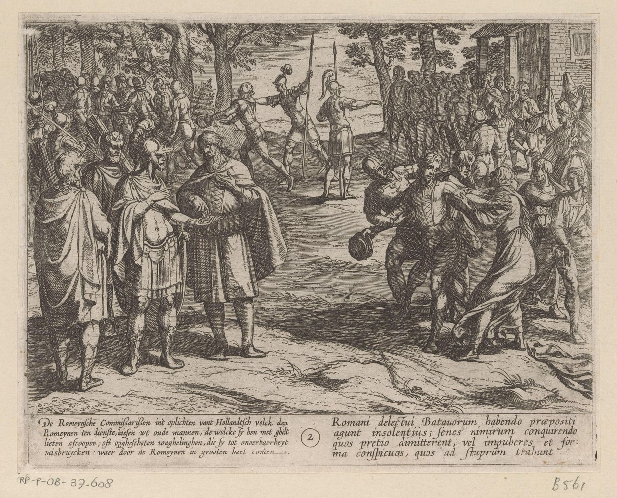 Les Romains achètent les jeunes hommes néerlandais aux anciens néerlandais (La guerre des Bataves contre les Romains) - Antonio Tempesta