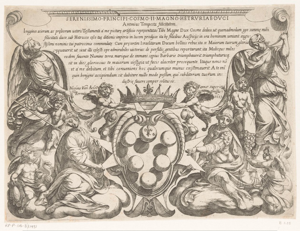 Page de titre avec dédicace et armoiries de Cosimo II de