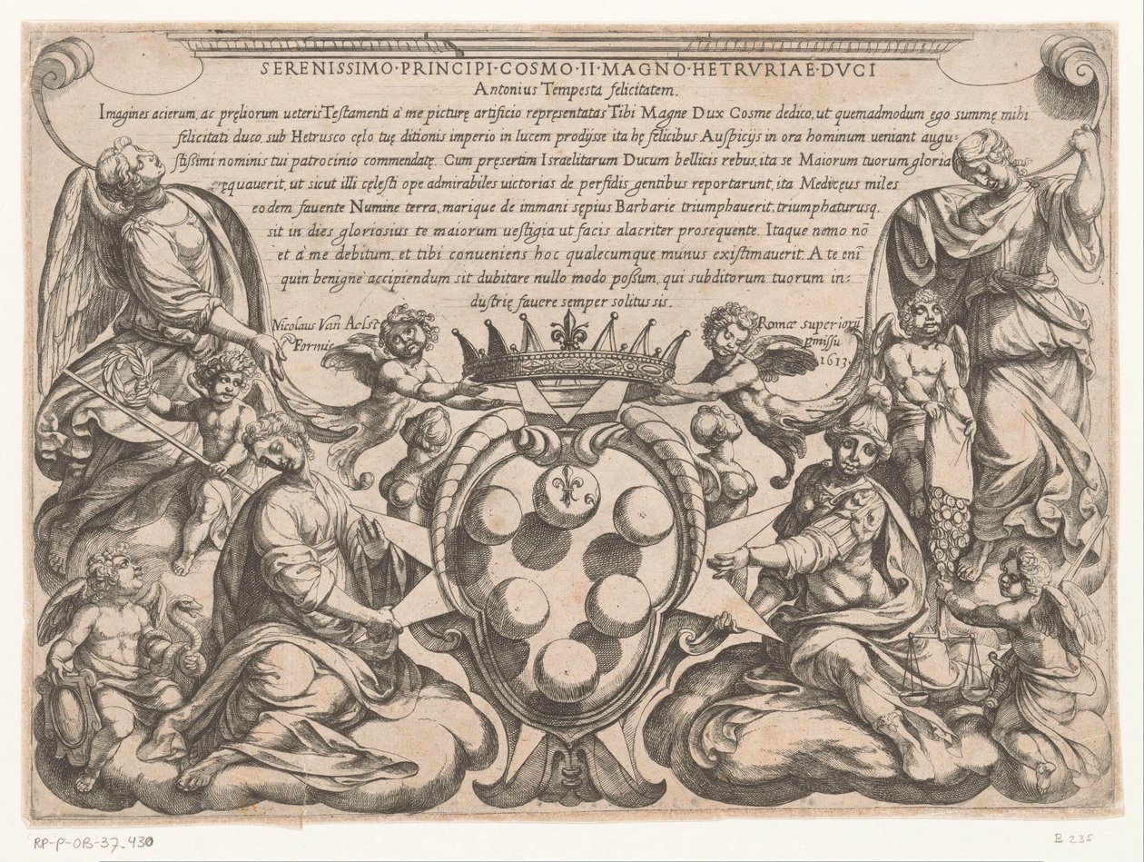 Page de titre avec dédicace et armoiries de Cosimo II de