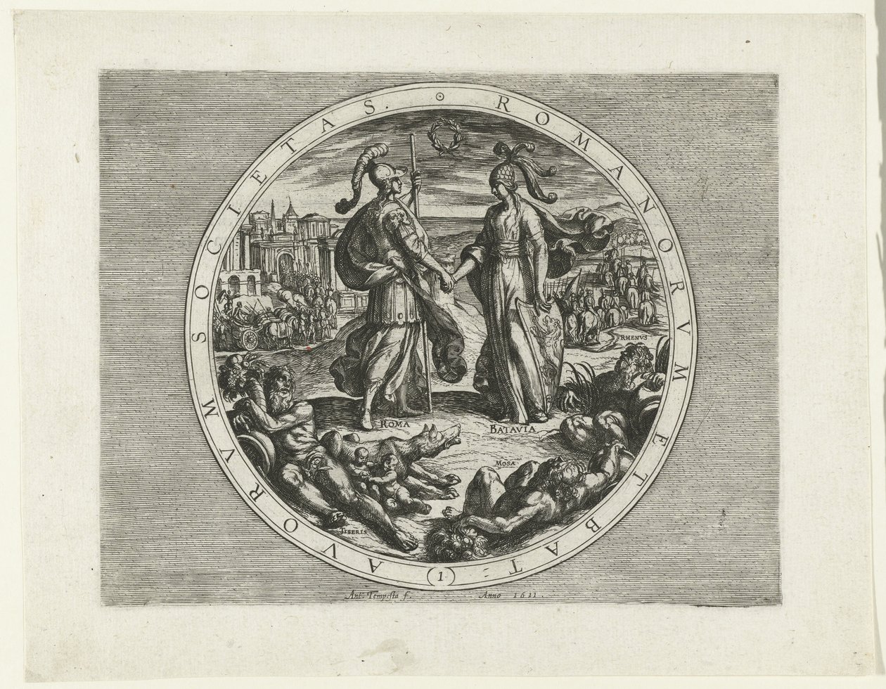 Page de titre pour la série La Révolte Batave, 69-70 (Romanorum et Batavorum Societas) - Antonio Tempesta