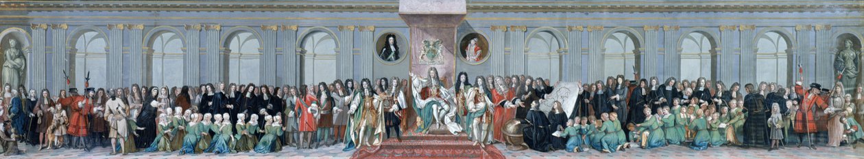 Jacques II (1633-1701) recevant les érudits mathématiques de Christ