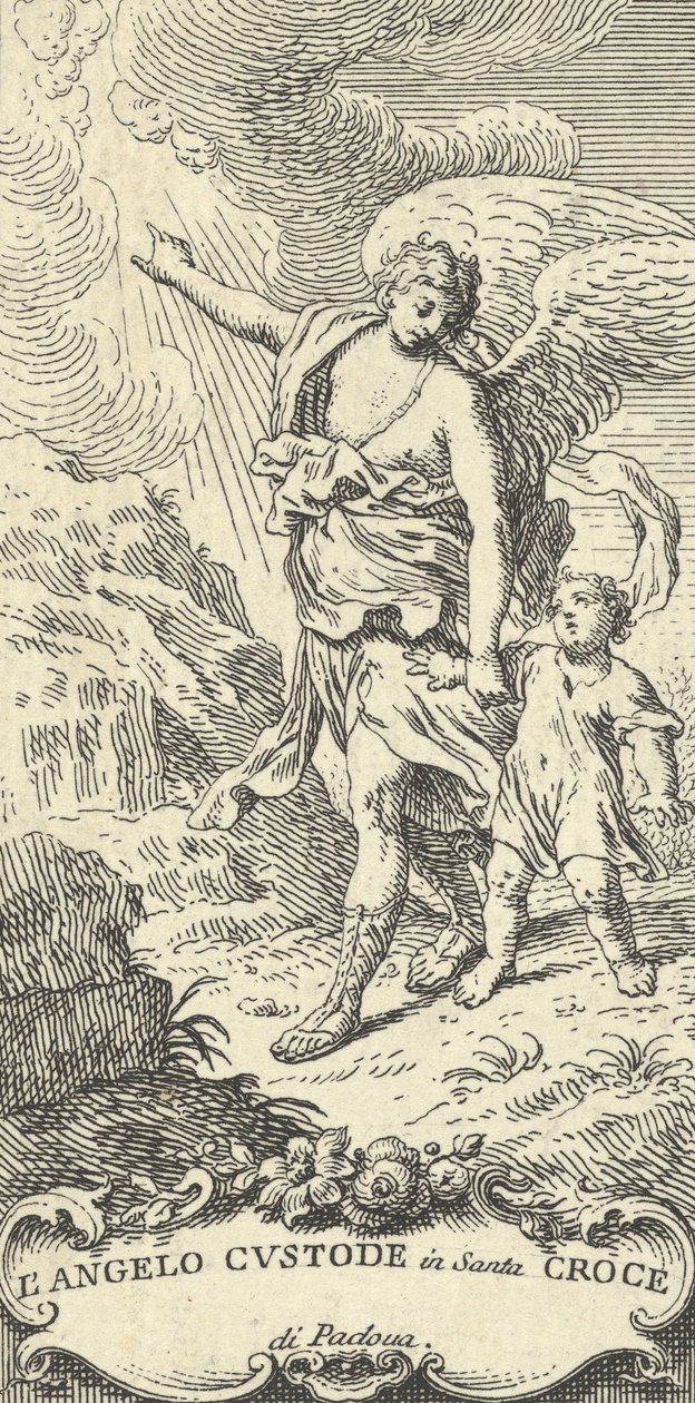 Un ange guidant un jeune garçon et gesticulant vers les nuages, vers 1708-82 - Antonio Visentini