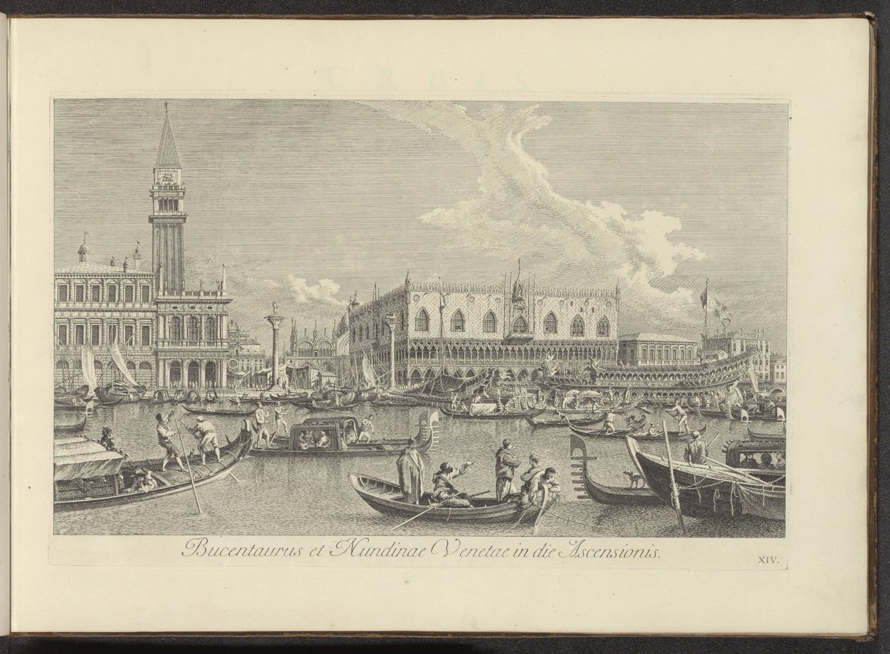 Vue du Grand Canal à Venise avec le Bucintoro du doge - Antonio Visentini