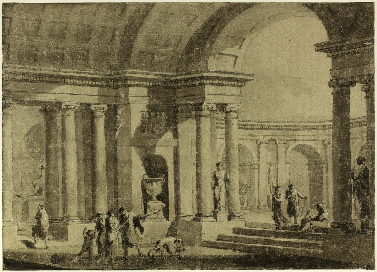 Portique classique avec des personnages en tenue antique - Antonio Zucchi