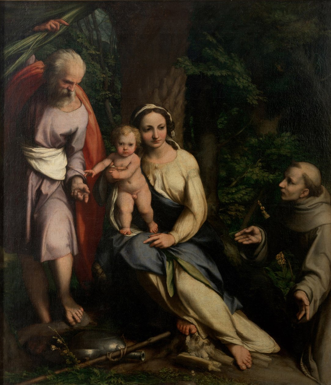 Le repos pendant la fuite en Égypte avec Saint François d