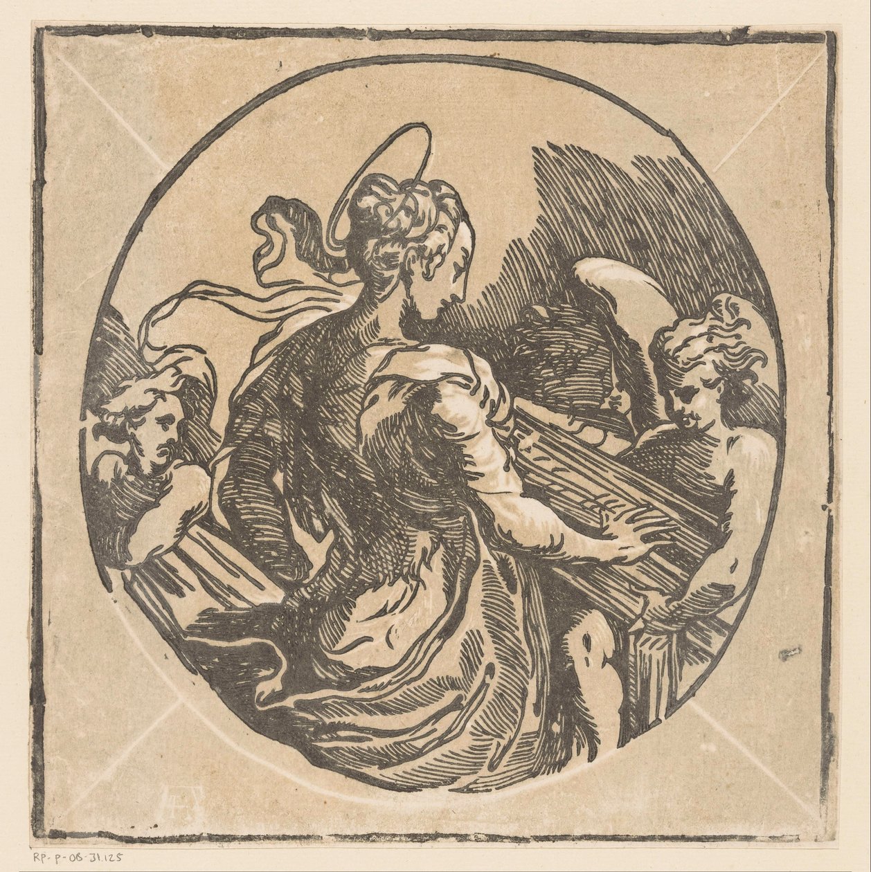 Sainte Cécile jouant de la musique - Antonio da Trento (possibly)