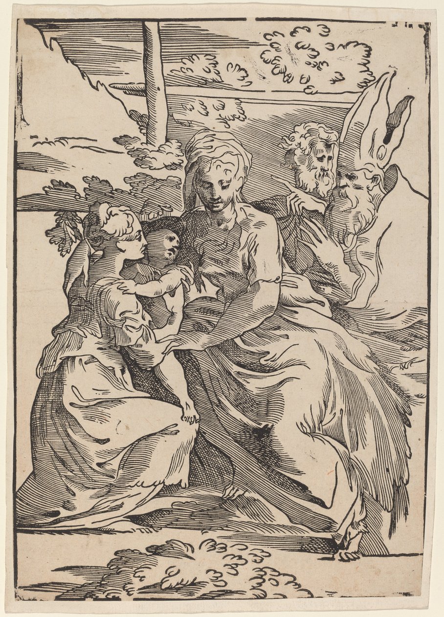 La Sainte Famille avec deux saints - Antonio da Trento after Parmigianino