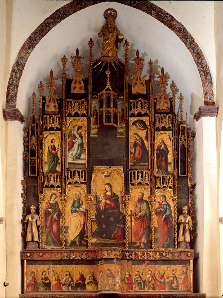 Polyptyque du Poème de la Rédemption et Couronnement de la Vierge Marie, peinture sur bois par Antonello de Saliba - Antonio de Saliba