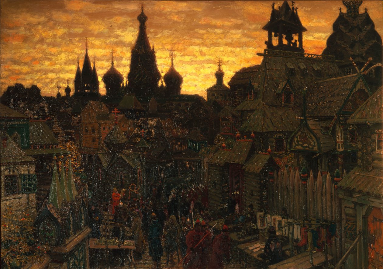 Ancienne Moscou. Rue à Kitay-gorod au 17ème siècle, 1900 - Apollinari Mikhailovich Vasnetsov