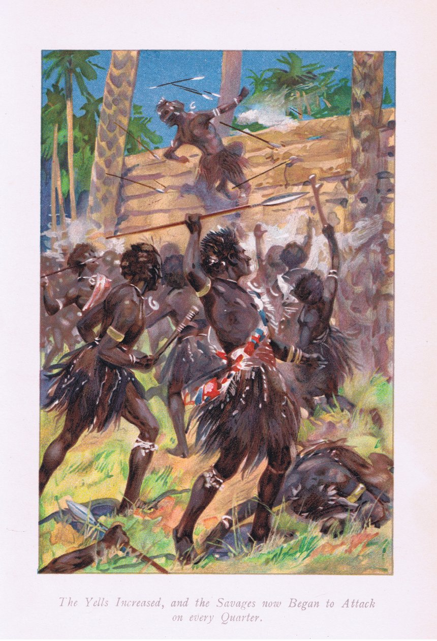 Les cris augmentaient, et les sauvages commençaient maintenant à attaquer de tous côtés, années 1900 - Archibald Webb