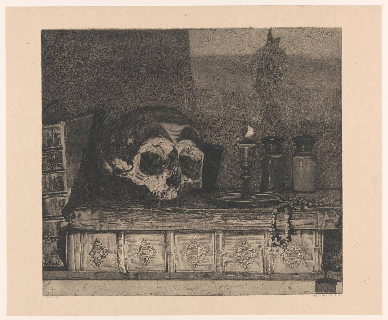 Nature morte avec crâne - Arend Hendriks (signed by artist)