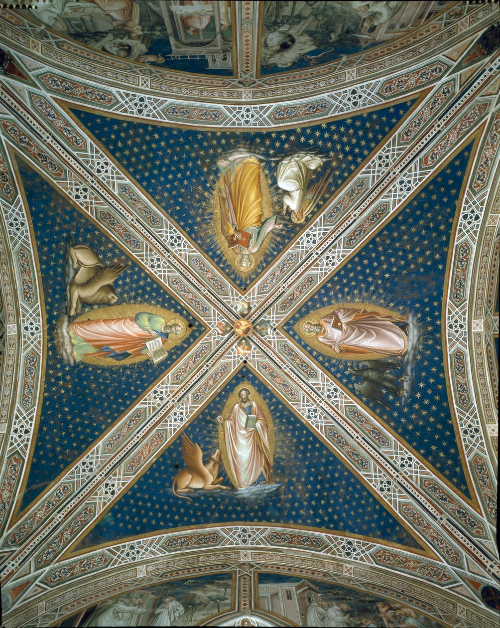 Fresques de la voûte dans la sacristie représentant les quatre évangélistes, 1387 - Aretino Luca Spinello or Spinelli