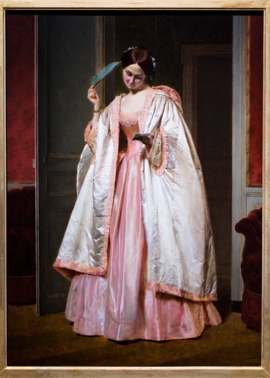 Jeune fille lisant une lettre, vers 1851 (Huile sur bois) - Armand Cambon
