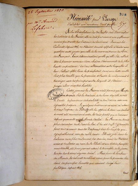 Mémorandum sur la nécessité pour l