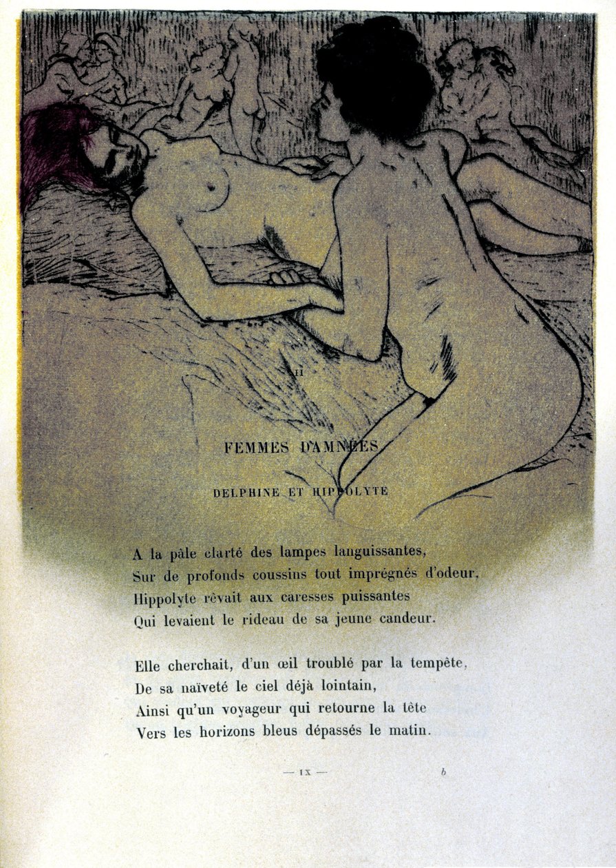 Illustration par Armand Rassenfosse (1862-1934) pour le poème "Femmes damnées" dans "Les fleurs du mal" de Charles Baudelaire (1821-1867) 1899 - Armand Rassenfosse