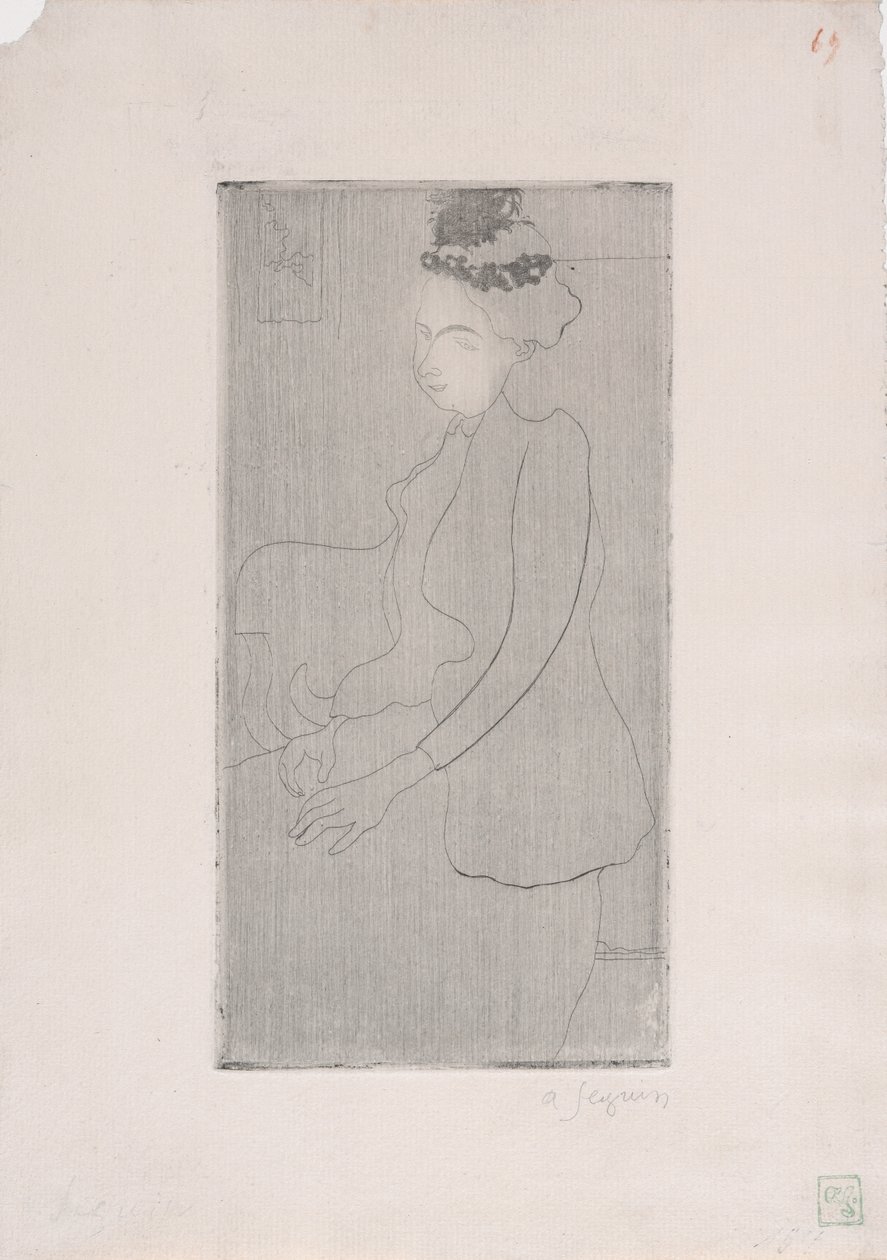 Femme assise avec chapeau à plumes vers 1893 - Armand Séguin