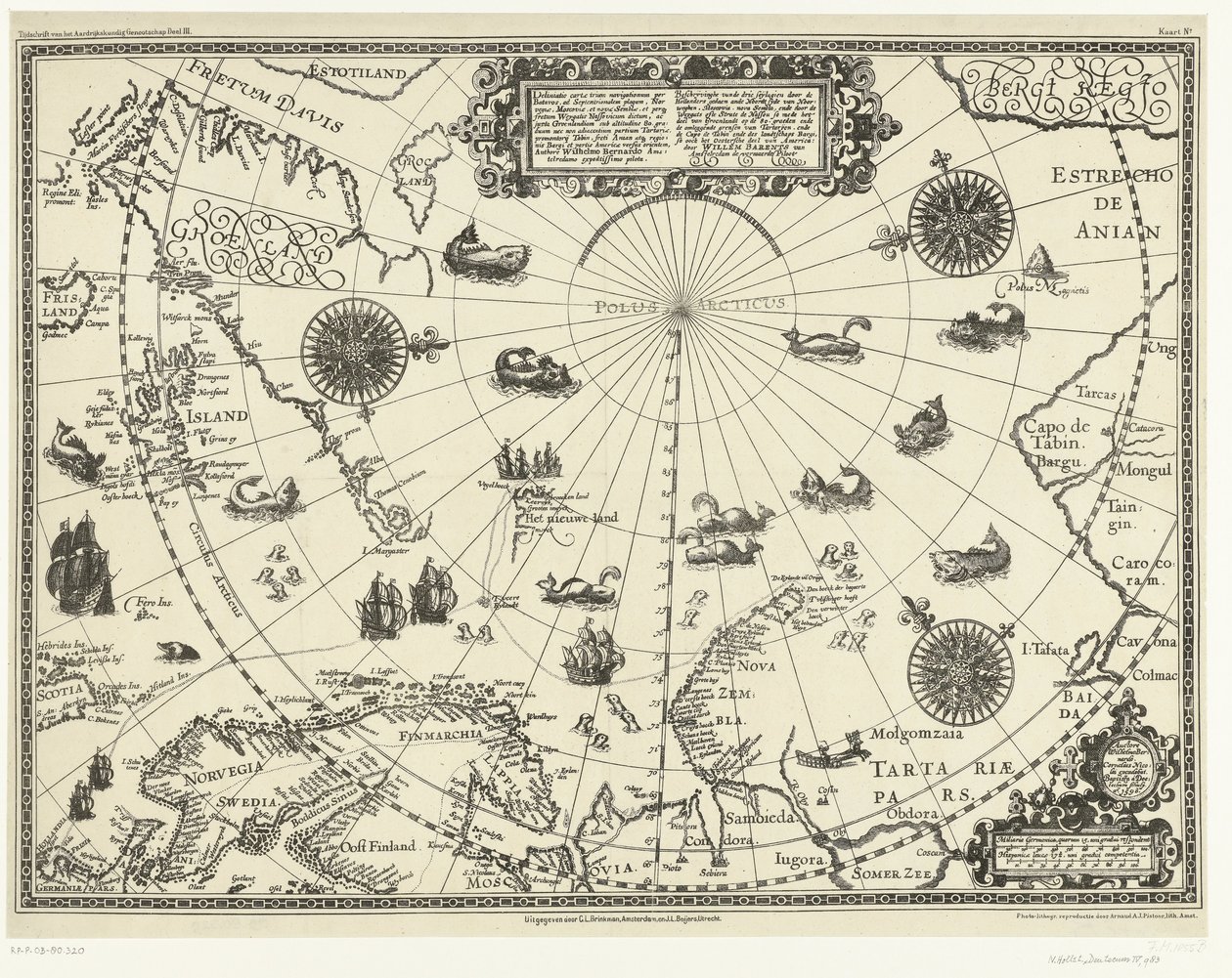 Carte des terres autour du cercle polaire avec les trois voyages des Néerlandais, 1598 - Arnaud A.J. Pistoor