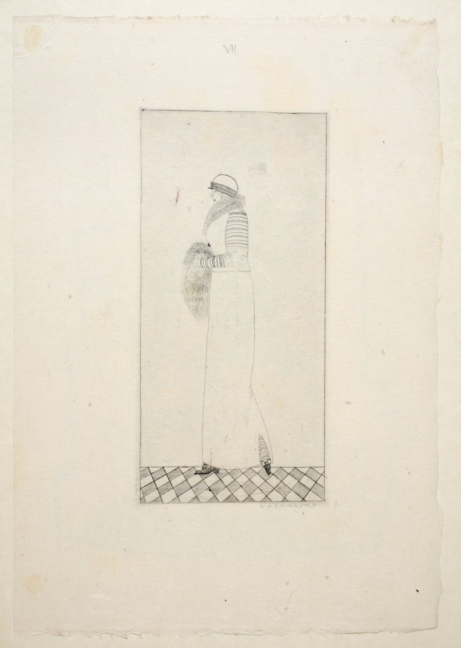 Design pour une robe de jour, Planche 7, Livre 1, illustration de Wiener Werkstatte Mode 1914-1915, pub. Eduard Kosmack, Vienne, 1914-1915 - Arnold Nechansky