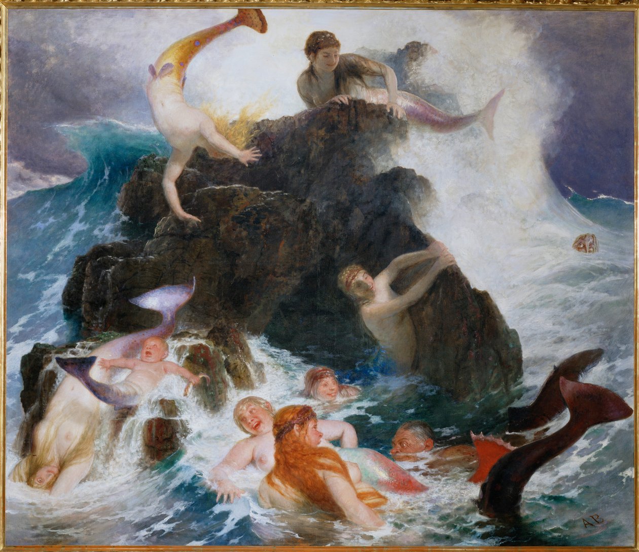 Das Spiel der Najaden - Playing nayades ... (peinture sur toile) - Arnold Böcklin