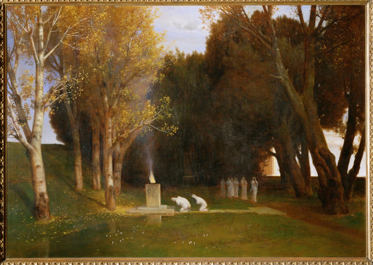 Heiliger Hain - Bois sacré ... (peinture sur toile) - Arnold Böcklin