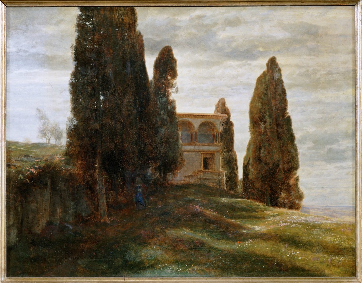 Italienische Villa im Fruehling - Villa italienne au printemps ... (peinture sur toile) - Arnold Böcklin