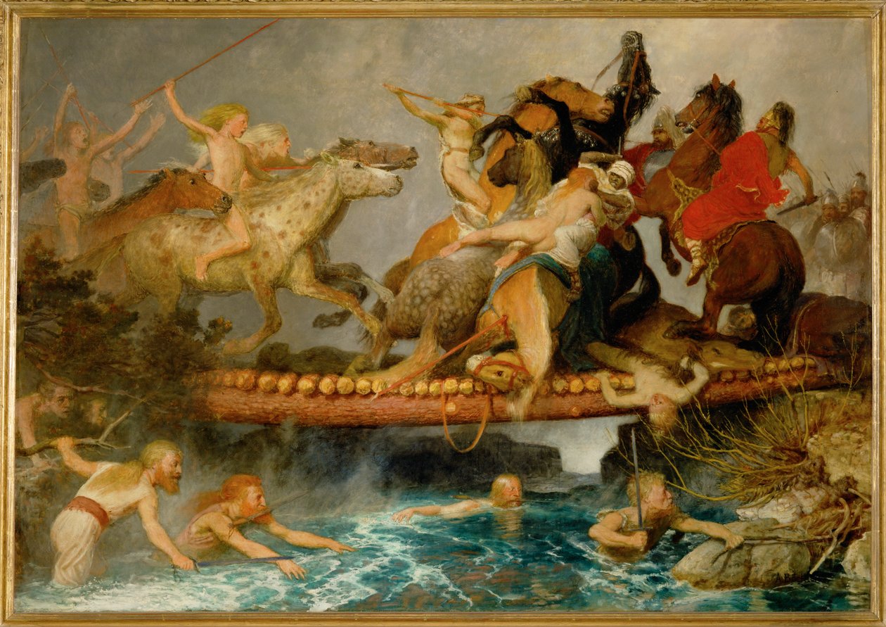 Kampf auf einer Bruecke - Le combat sur le pont ... (peinture sur toile) - Arnold Böcklin
