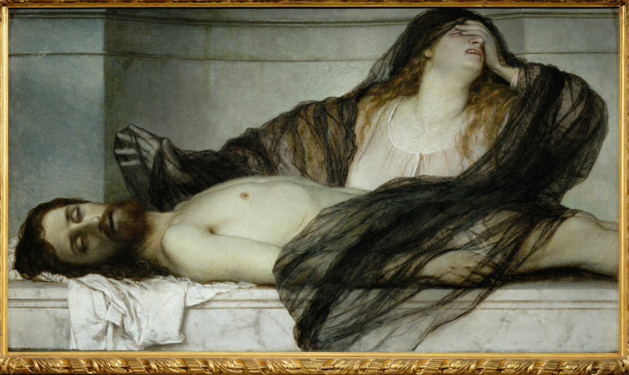 Maria Magdalena beweint den toten Christus - Marie Madeleine déplore le Christ mort ... (peinture sur toile) - Arnold Böcklin
