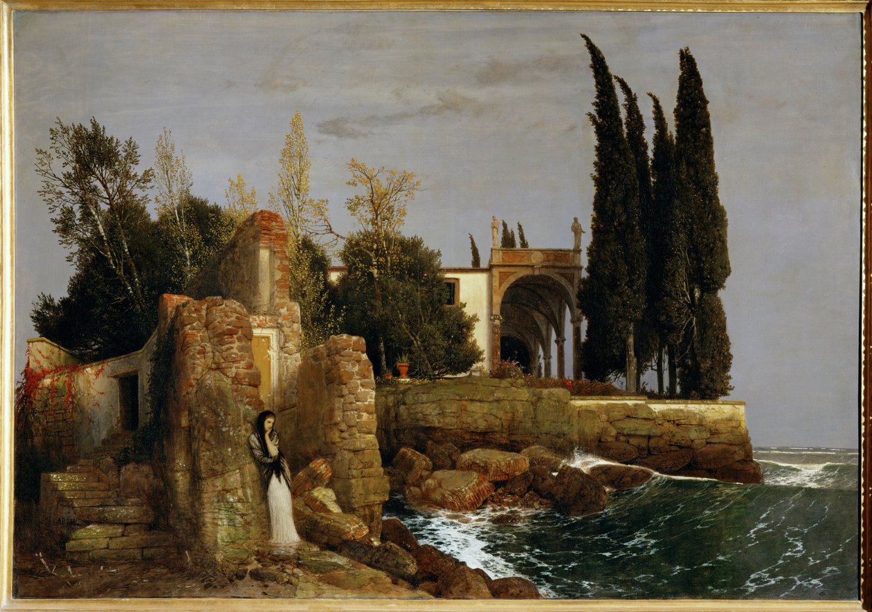 Villa au bord de la mer ... (peinture sur toile) - Arnold Böcklin