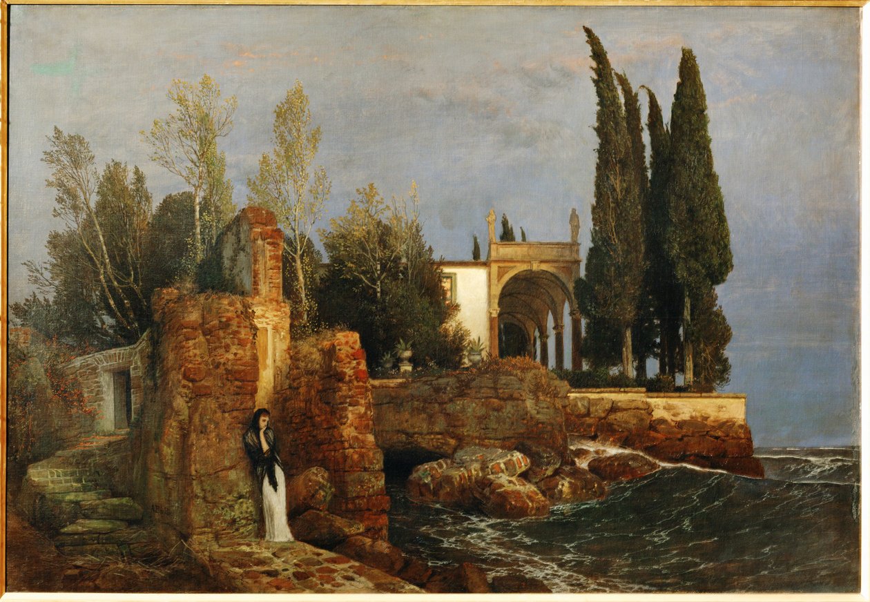Villa au bord de la mer (peinture sur toile) - Arnold Bocklin