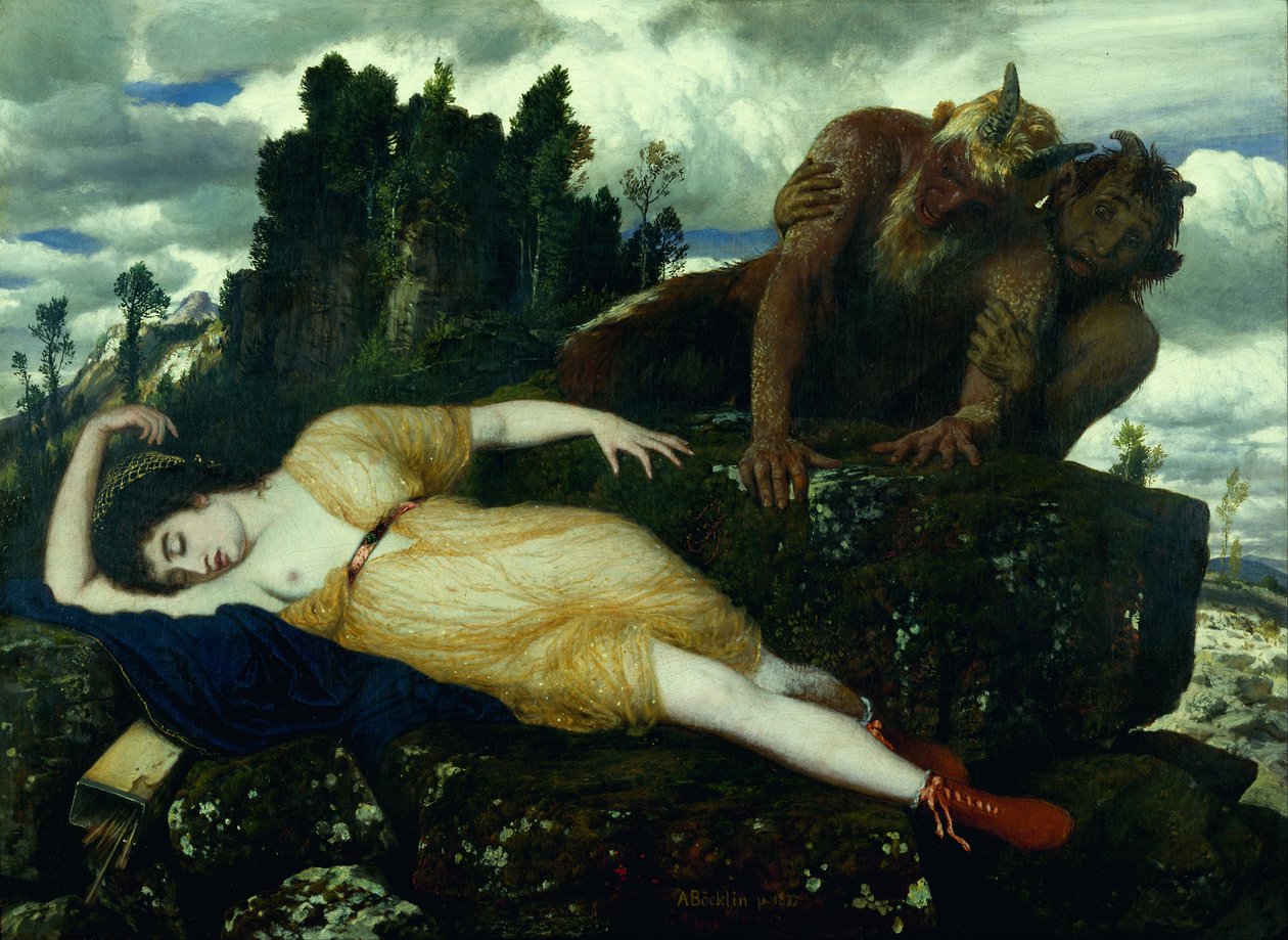 Diane endormie, contemplée par deux faunes - Arnold Böcklin